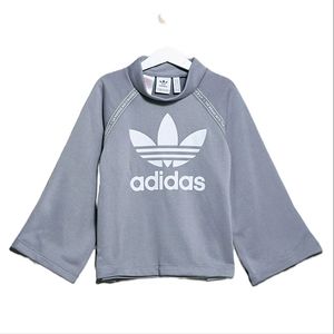 ADIDAS Youth Grey Wide Sleeve Side Slit High Neck Sweatshirt